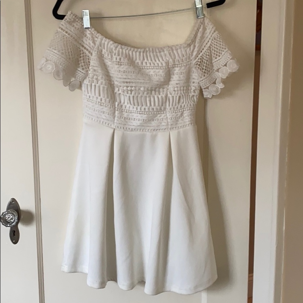 Off the shoulder white dress